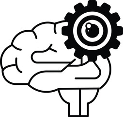 brain with a eye and a gear in front of it