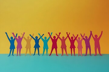 Colorful Paper People Reaching Up Together2