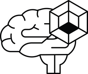 brain is shown with a cube on top of it