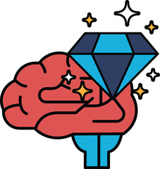 A brain holding a diamond in its hand
