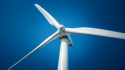 Digital landscape of wind turbines under blue sky,renewable energy with modern technology.