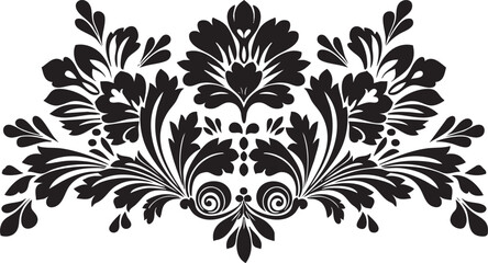 Elegant black floral ornament illustration for decorative and vintage design projects.