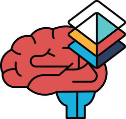 A brain with a stack of books on top of it