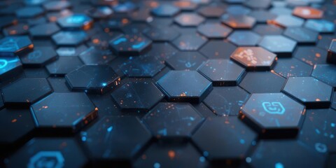 Obraz premium Interactive Display Digital Surface Reflecting Light in Hexagonal Patterns