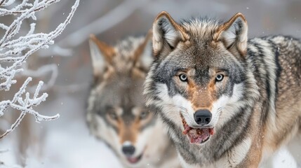 Obraz premium Wolf Pack in Winter Snow Wilderness nature wolves