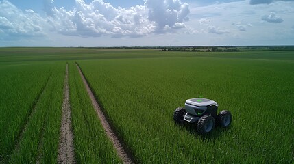 Fototapeta premium Robot farming field agriculture drone.