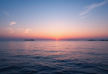 Obraz premium Minimalist Sunset Ocean Art Clean Lines and Soft Gradients Capture the Beauty of a Sunset Reflected on the Water