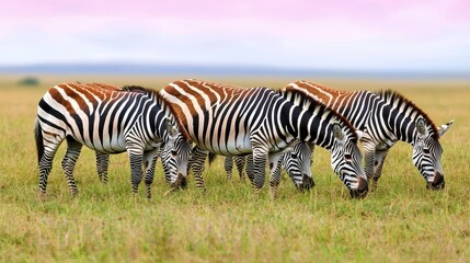 Fototapeta premium Zebras Grazing. African Wildlife. Safari nature animal
