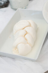 Buffalo mozzarella treccia italian fresh cheese