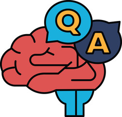 A brain with a Q and A on it