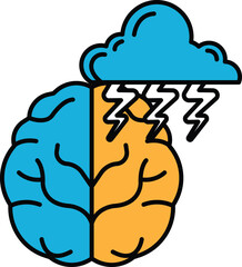 A brain with a lightning bolt in it