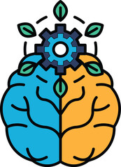 A brain with a gear in the middle