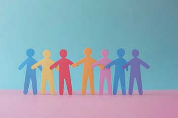 Colorful Paper People Holding Hands Teamwork Collaboration4