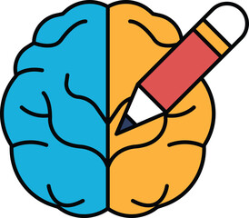 A brain with a pencil in it