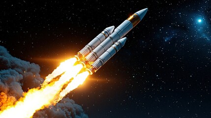 Fototapeta premium Rocket Launch into the Cosmos: A Stunning Visual of Space Exploration