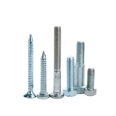 Set of screws and bolts standing on transparent background