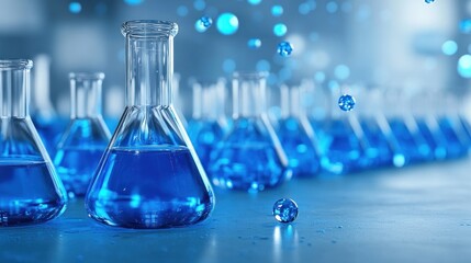 Blue Liquid in Erlenmeyer Flasks: A Scientific Experiment