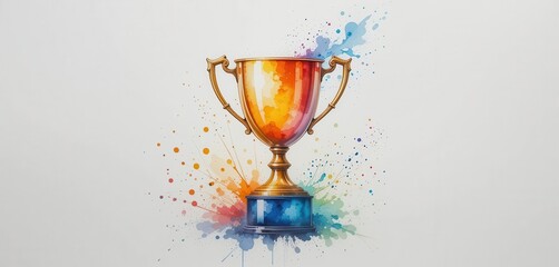  Artistic Victory Watercolor Trophy Isolated