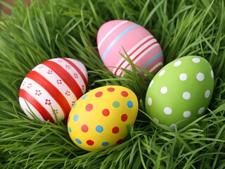 Fototapeta premium easter eggs in grass