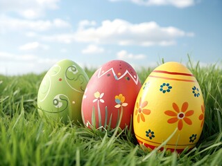 easter eggs in grass