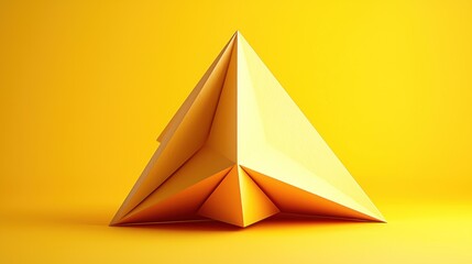 Fototapeta premium Geometric origami form on yellow background