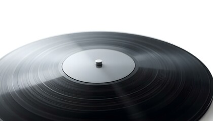Obraz premium Close-up of a Black Vinyl Record with Grey Label