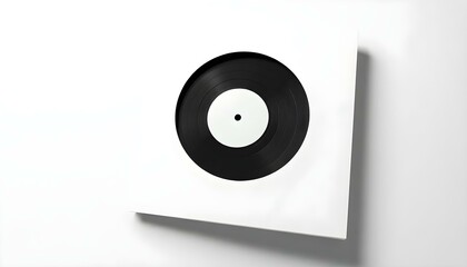Vinyl Record in White Sleeve, Minimalist Music Design