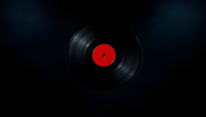 Red Vinyl Record on Black Background - Music Design