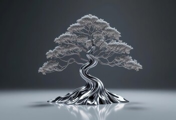  A study in form and light the chrome pine becomes a fluid sculpture, reflecting its surroundings in a captivating way.