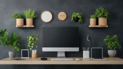 Modern workspace with plants