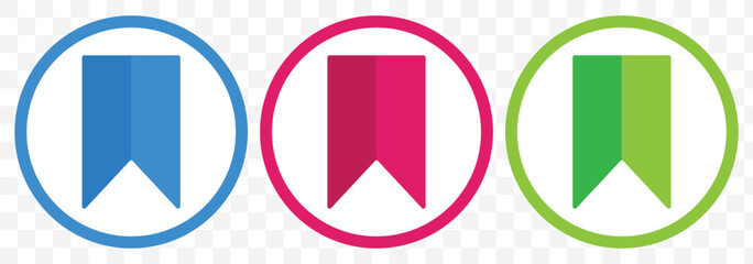 Set Of three  Bookmark icon on Transparent Background. EPS 10. Bookmark icon Thin line flat and Fill illustration.