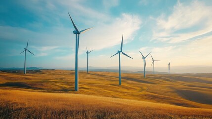 Obraz premium Wind turbines, renewable energy. Generative AI