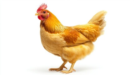 Fototapeta premium Yellow chicken on white background. Generative AI