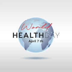Flat vector illustration theme of World Health Day observed on 7th April. World health day, health awareness concept.