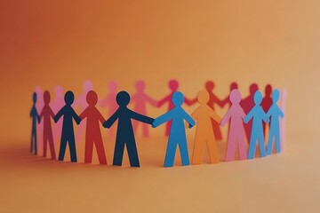Colorful Paper People Holding Hands in a Circle6