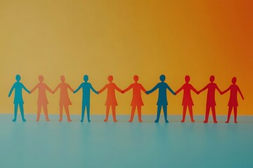 Colorful Paper People Holding Hands Teamwork132
