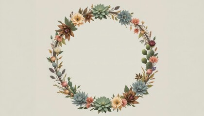  Unique Floral Frame Featuring a Variety of Succulents and Cacti, Perfect for a Southwestern or Desert Inspired Theme