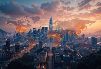 Obraz premium A Stylized Perspective on Economic Decisions Impacting the Environment