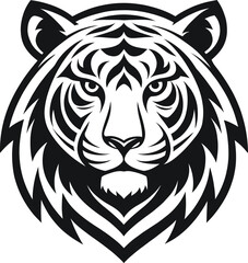 Obraz premium Minimalist Tiger Logo Vector | Bold Black and White Tribal Design