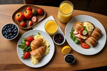 Colorful Breakfast Spread with Fresh Ingredients