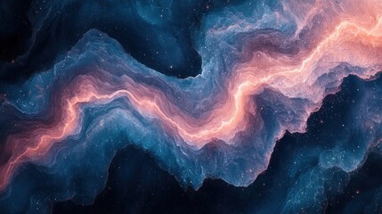 Abstract cosmic landscape, swirling nebulae in deep space