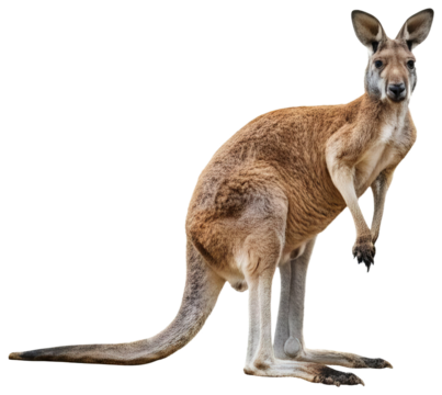 Red Kangaroo Standing on White Background, transparent background png