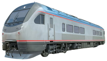 Naklejka premium Modern Passenger Train on Tracks, transparent background png