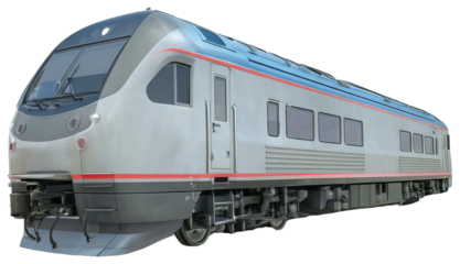 Modern Passenger Train on Tracks, transparent background png