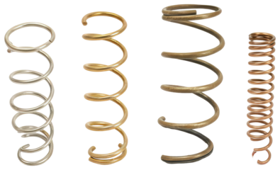 Assortment of metal coil springs various sizes, transparent background png