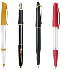 Assortment of writing instruments, transparent background png