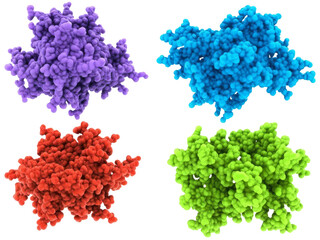 Abstract colorful protein structures, transparent background png