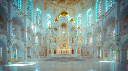 Grand church interior, ornate details