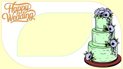 A festive illustration in the style of a wedding greeting card.