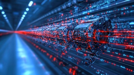 Fototapeta premium High-Tech Data Stream: Futuristic Digital Highway